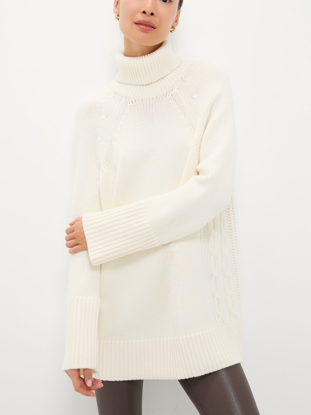 Tuckernuck Ivory Louisa Wool Blend Cable Knit Turtleneck Sweater Small NWT